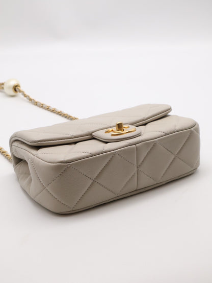 CHANEL 24S珍珠湯圓調節口蓋包 20 - 灰金