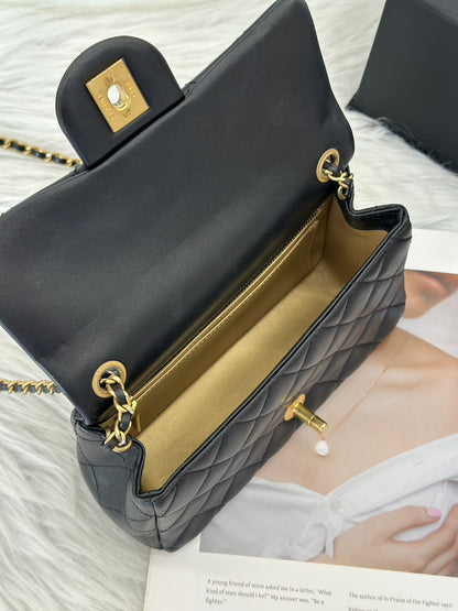 CHANEL 經典口蓋包 Mini CF20 - 金球黑金