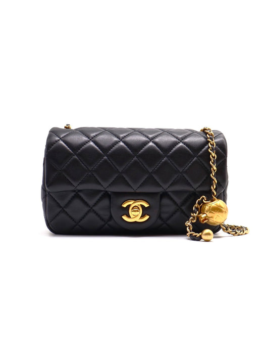 CHANEL 經典口蓋包 Mini CF20 - 金球黑金