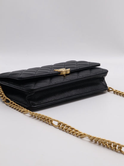 CHANEL 21B季節款粒面牛皮WOC - 黑金