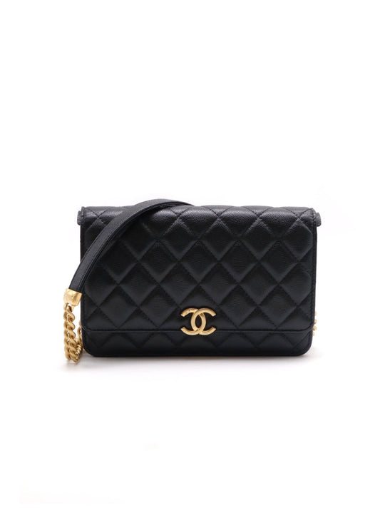CHANEL 21B季節款粒面牛皮WOC - 黑金