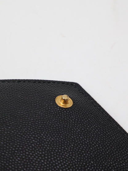 YSL 經典V紋粒面牛皮WOC - 22 黑金