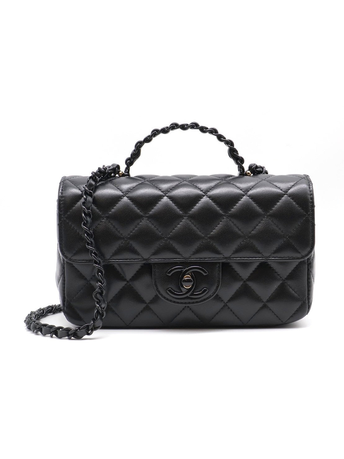 CHANEL 25C漆皮手柄Handle Mini CF - So Black