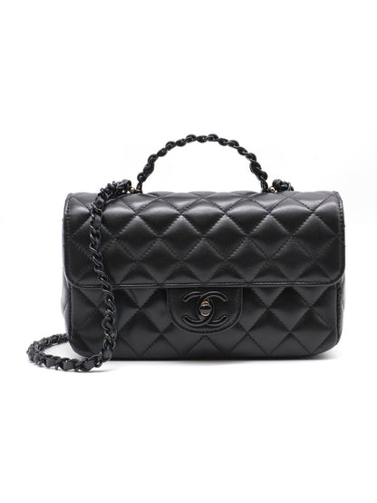 CHANEL 25C漆皮手柄Handle Mini CF - So Black