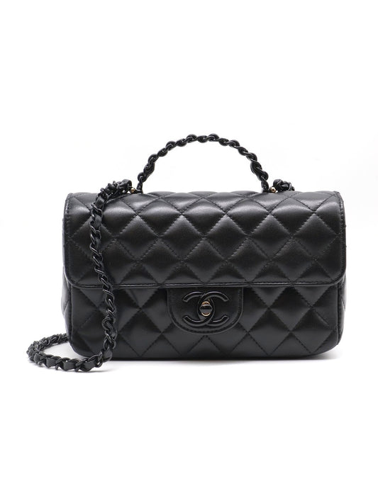 CHANEL 25C漆皮手柄Handle Mini CF - So Black