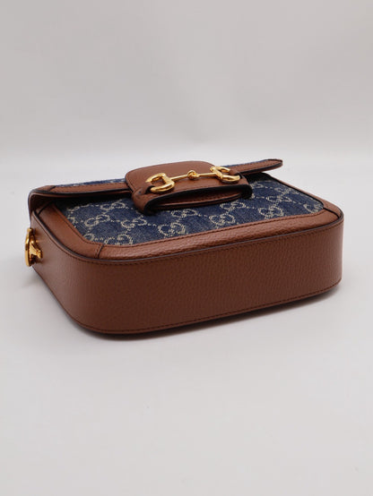 GUCCI Horsebit 1955馬銜釦馬鞍包 - mini牛仔