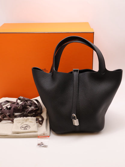 HERMES Picotin 22 - 黑銀 B