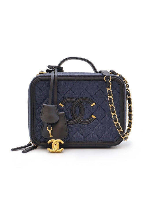 CHANEL Vanity case - 中號藍黑22開