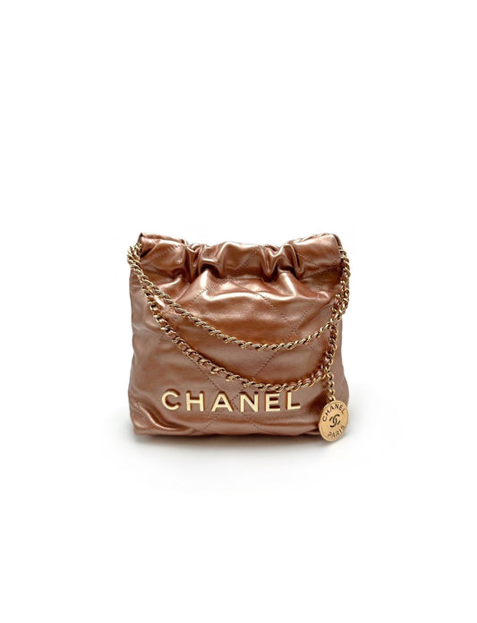 【Preowned】CHANEL 22Mini bag -  古銅玫瑰金