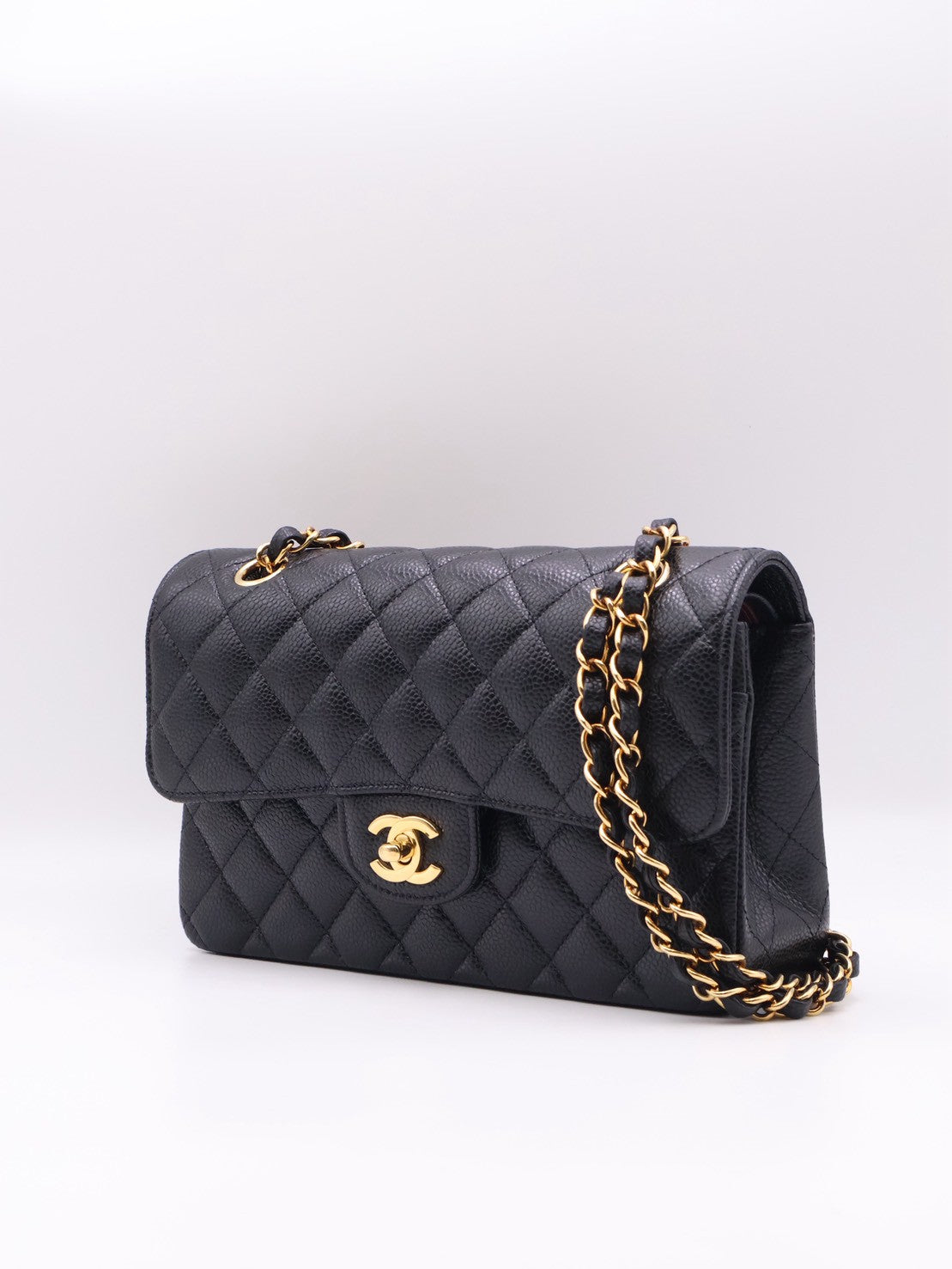 CHANEL 經典口蓋包 CF23 - 粒面牛皮黑金