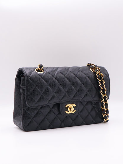 CHANEL 經典口蓋包 CF23 - 粒面牛皮黑金