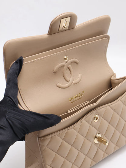 CHANEL 經典口蓋包 CF23 - 羊皮奶茶金31開