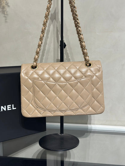 CHANEL 經典口蓋包 CF23 - 羊皮奶茶金31開