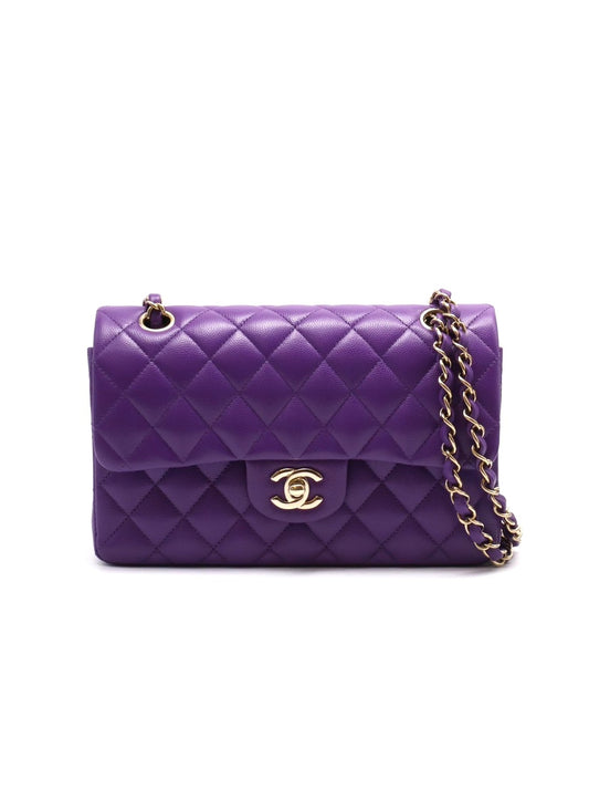 CHANEL 經典口蓋包 CF23 - 粒面牛皮夢幻紫金