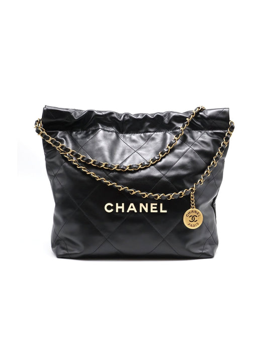 CHANEL 22 Bag - 小號白字黑金