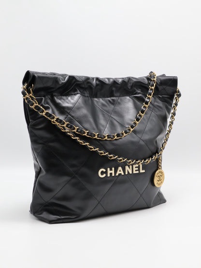 CHANEL 22 Bag - 小號白字黑金