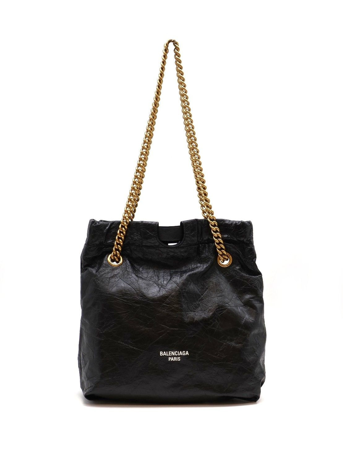 Balenciaga Crush復古小牛皮托特包 - 小號黑金