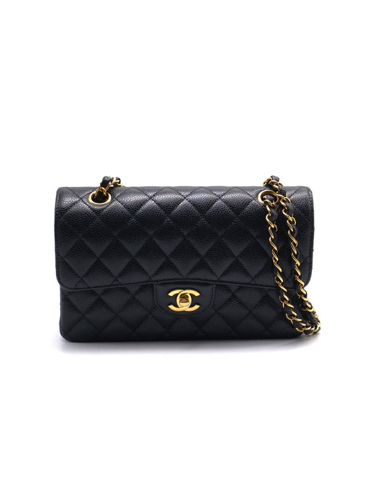 CHANEL 經典口蓋包 CF23 - 粒面牛皮黑金