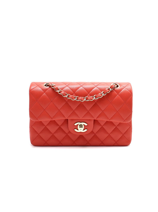 CHANEL 經典口蓋包 CF23 - 粒面牛皮桃粉金30開