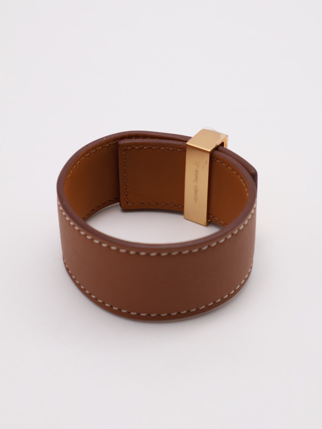 HERMES Collier de Chien 24 小牛皮手鐲 - T3 金棕金 U