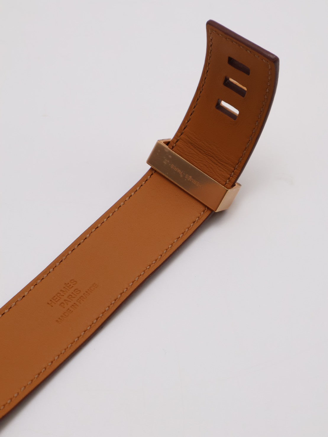 HERMES Collier de Chien 24 小牛皮手鐲 - T3 金棕金 U
