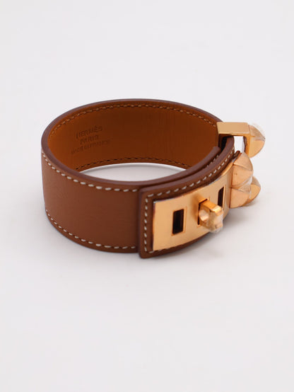 HERMES Collier de Chien 24 小牛皮手鐲 - T3 金棕金 U