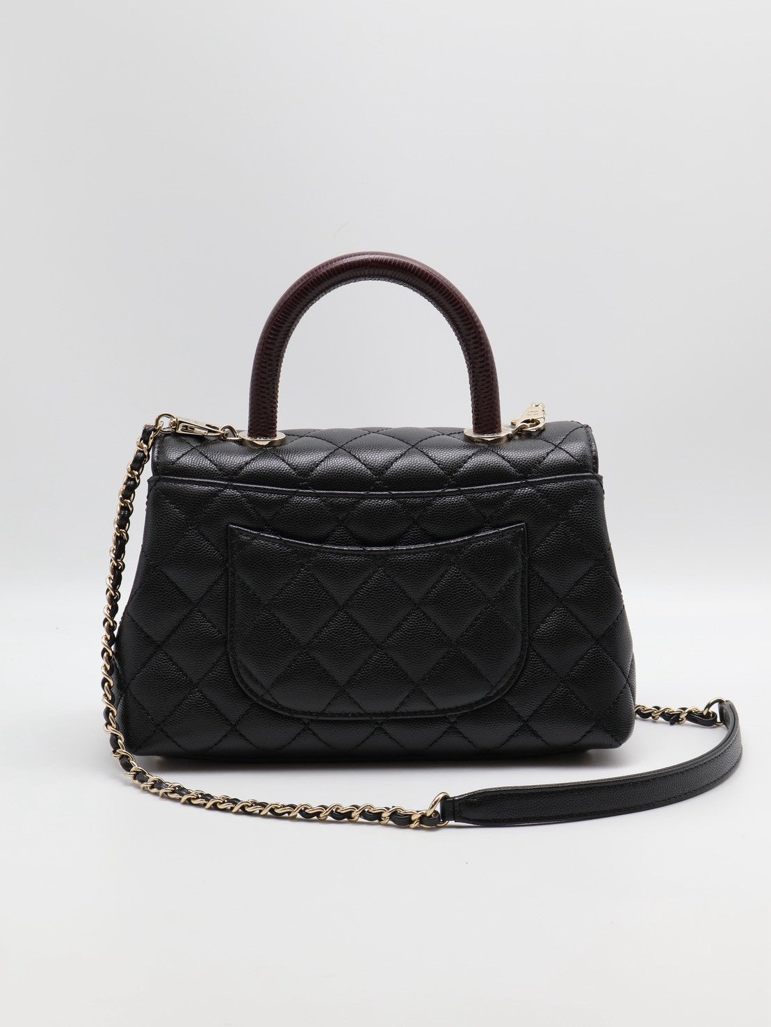 CHANEL Coco handle蜥蜴紋壓花手柄 - 小號黑金