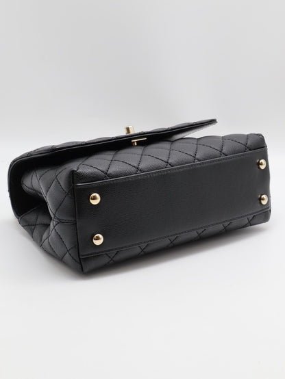 CHANEL Coco handle蜥蜴紋壓花手柄 - 小號黑金