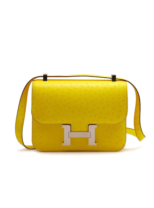 HERMES Constance 24 - 鴕鳥皮檸檬黃銀 U