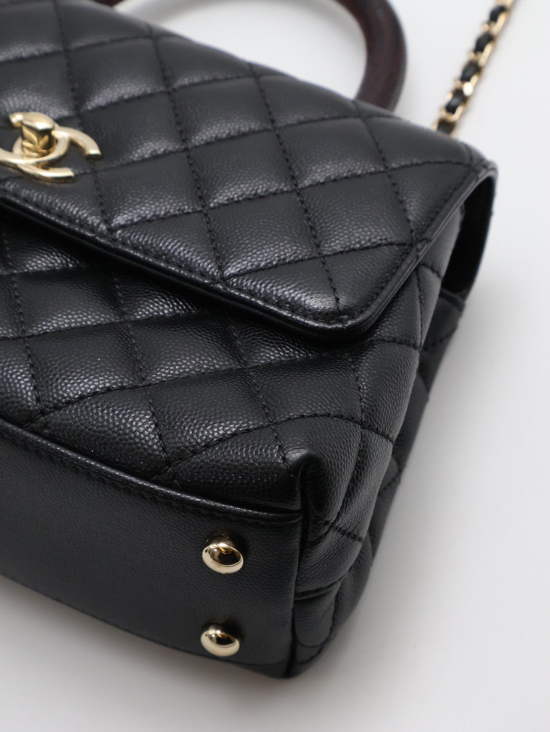 CHANEL Coco handle蜥蜴紋壓花手柄 - 小號黑金