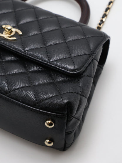 CHANEL Coco handle蜥蜴紋壓花手柄 - 小號黑金
