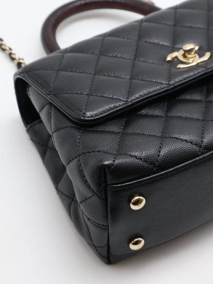 CHANEL Coco handle蜥蜴紋壓花手柄 - 小號黑金