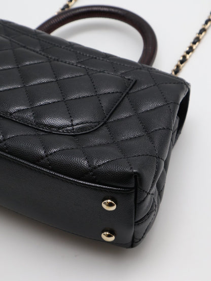 CHANEL Coco handle蜥蜴紋壓花手柄 - 小號黑金