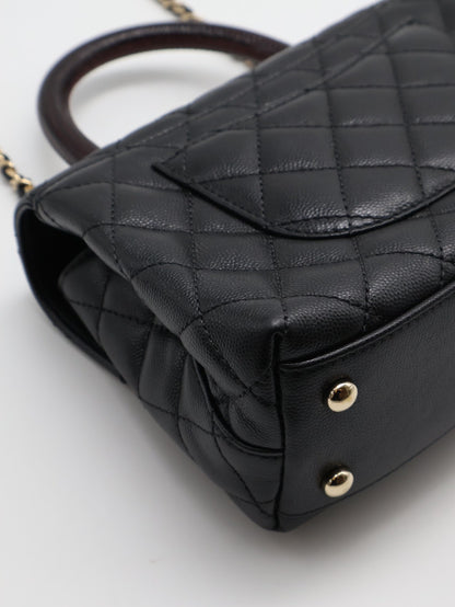 CHANEL Coco handle蜥蜴紋壓花手柄 - 小號黑金