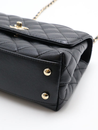 CHANEL Coco handle蜥蜴紋壓花手柄 - 小號黑金