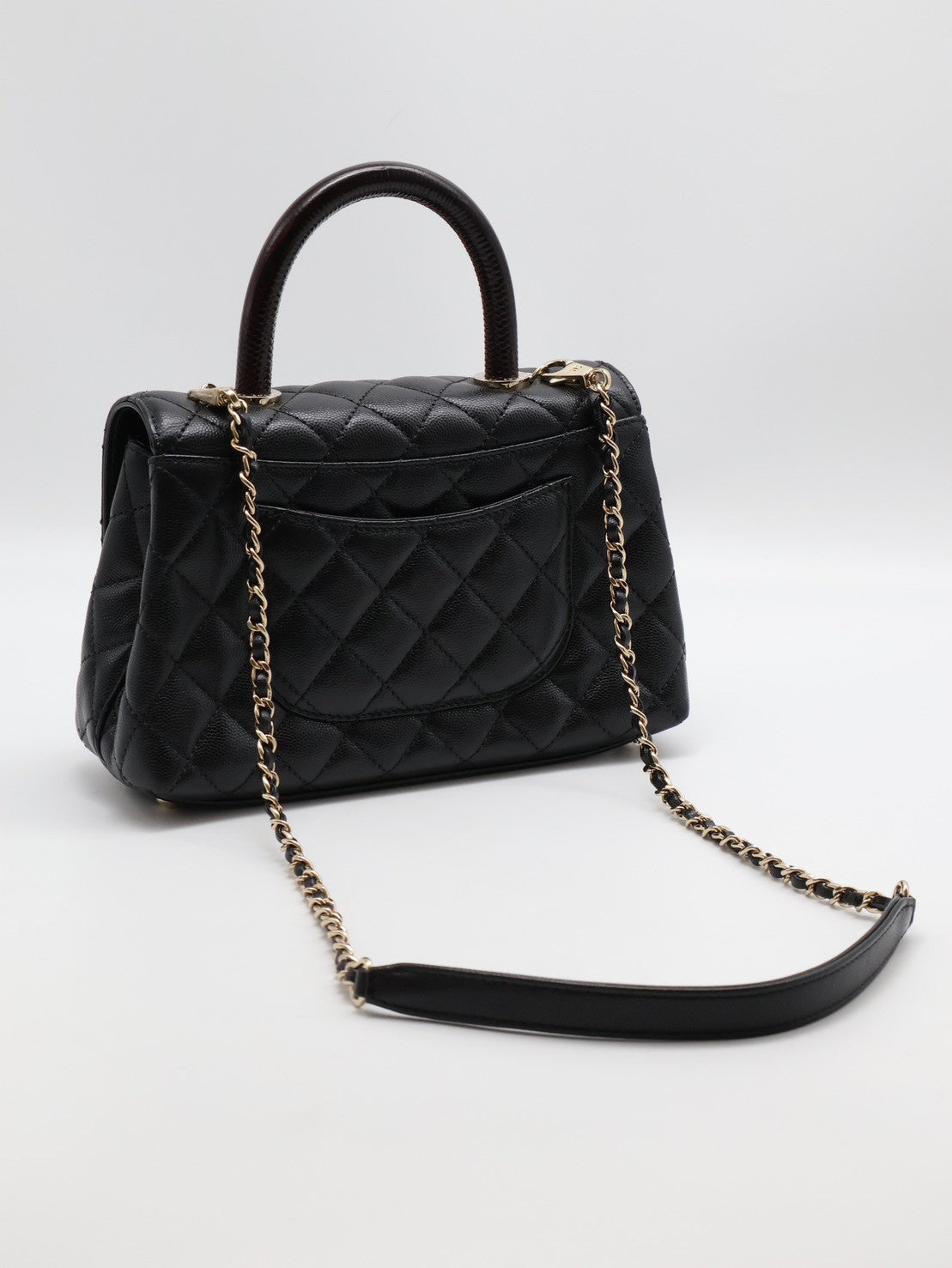 CHANEL Coco handle蜥蜴紋壓花手柄 - 小號黑金