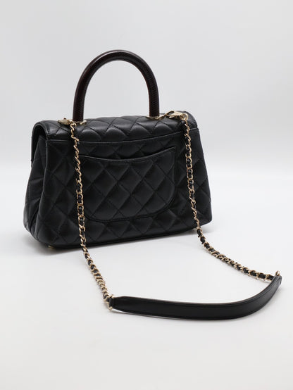 CHANEL Coco handle蜥蜴紋壓花手柄 - 小號黑金