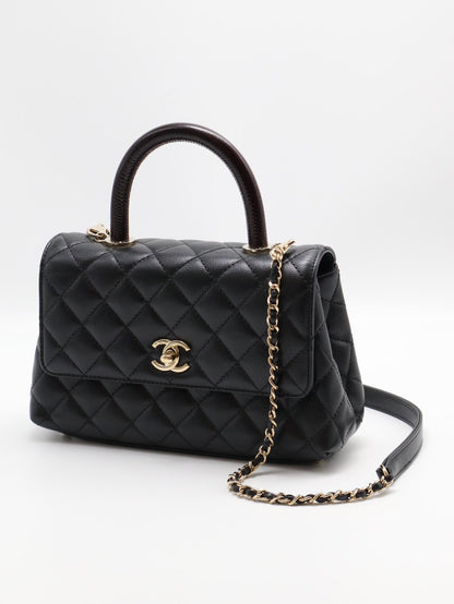 CHANEL Coco handle蜥蜴紋壓花手柄 - 小號黑金