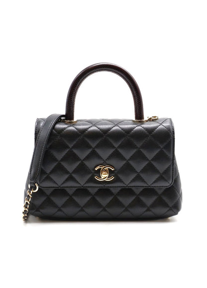 CHANEL Coco handle蜥蜴紋壓花手柄 - 小號黑金