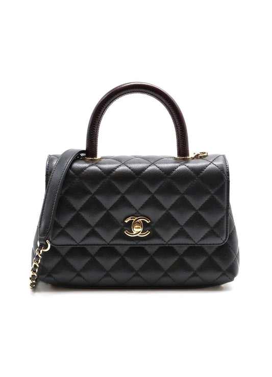 CHANEL Coco handle蜥蜴紋壓花手柄 - 小號黑金