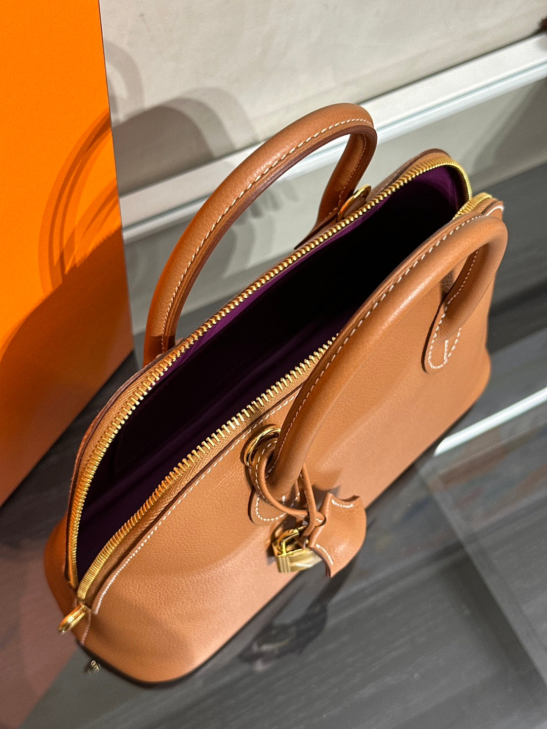 HERMES Bolide 25 -Gold 37 金棕金拚紫 B