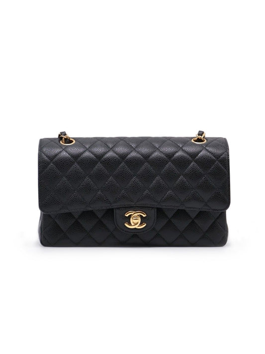 CHANEL 經典口蓋包 CF25 - 粒面牛皮黑金30開