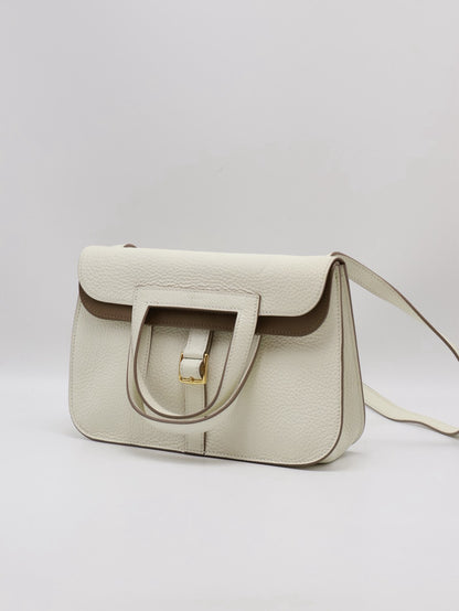 HERMES Halzan 25 - Mushroom/Beige De Weimar 蘑菇白/威瑪犬米金 B