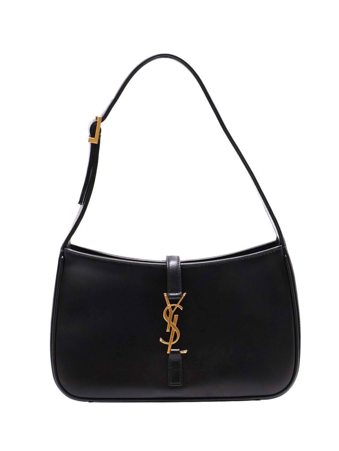 YSL Le 5 A 7滑面牛皮腋下Hobo - 黑金