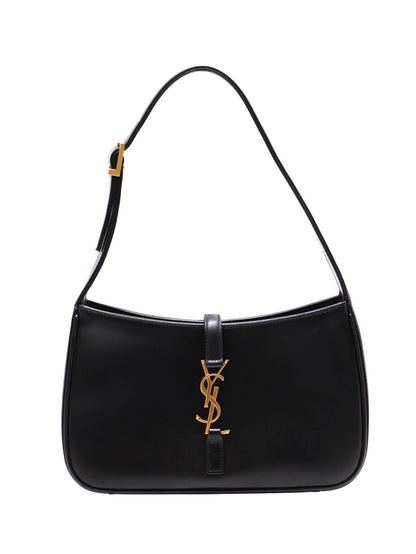 YSL Le 5 A 7滑面牛皮腋下Hobo - 黑金