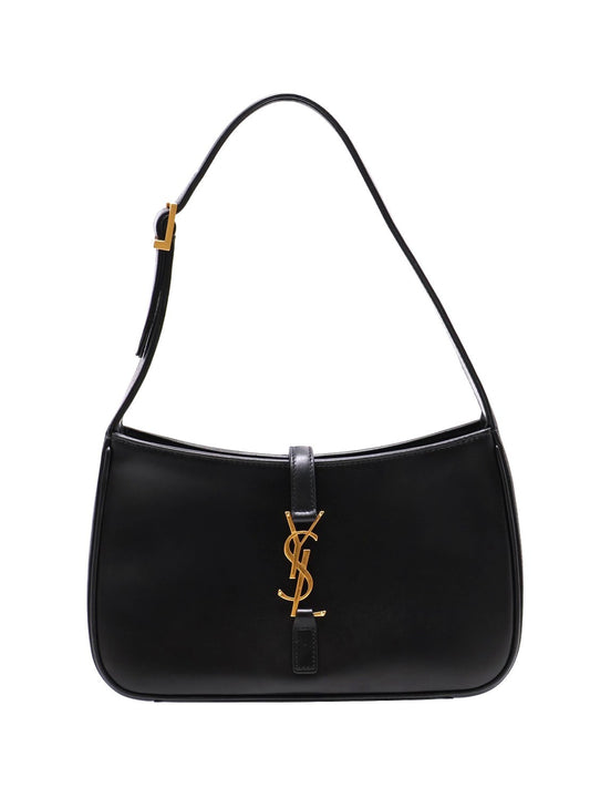 YSL Le 5 A 7滑面牛皮腋下Hobo - 黑金