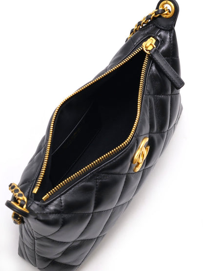 CHANEL 25S皮穿鍊單肩包 - 黑金