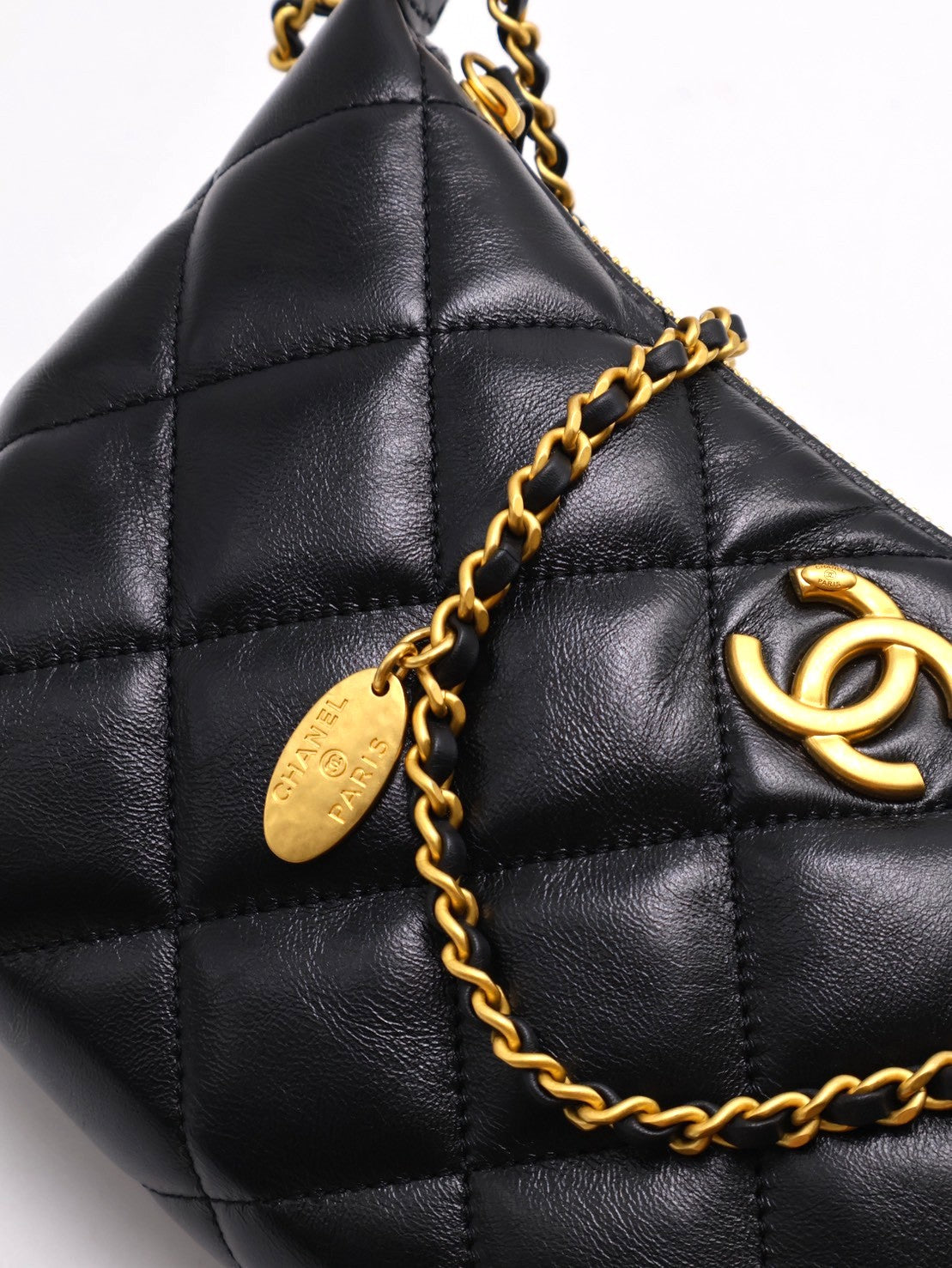 CHANEL 25S皮穿鍊單肩包 - 黑金