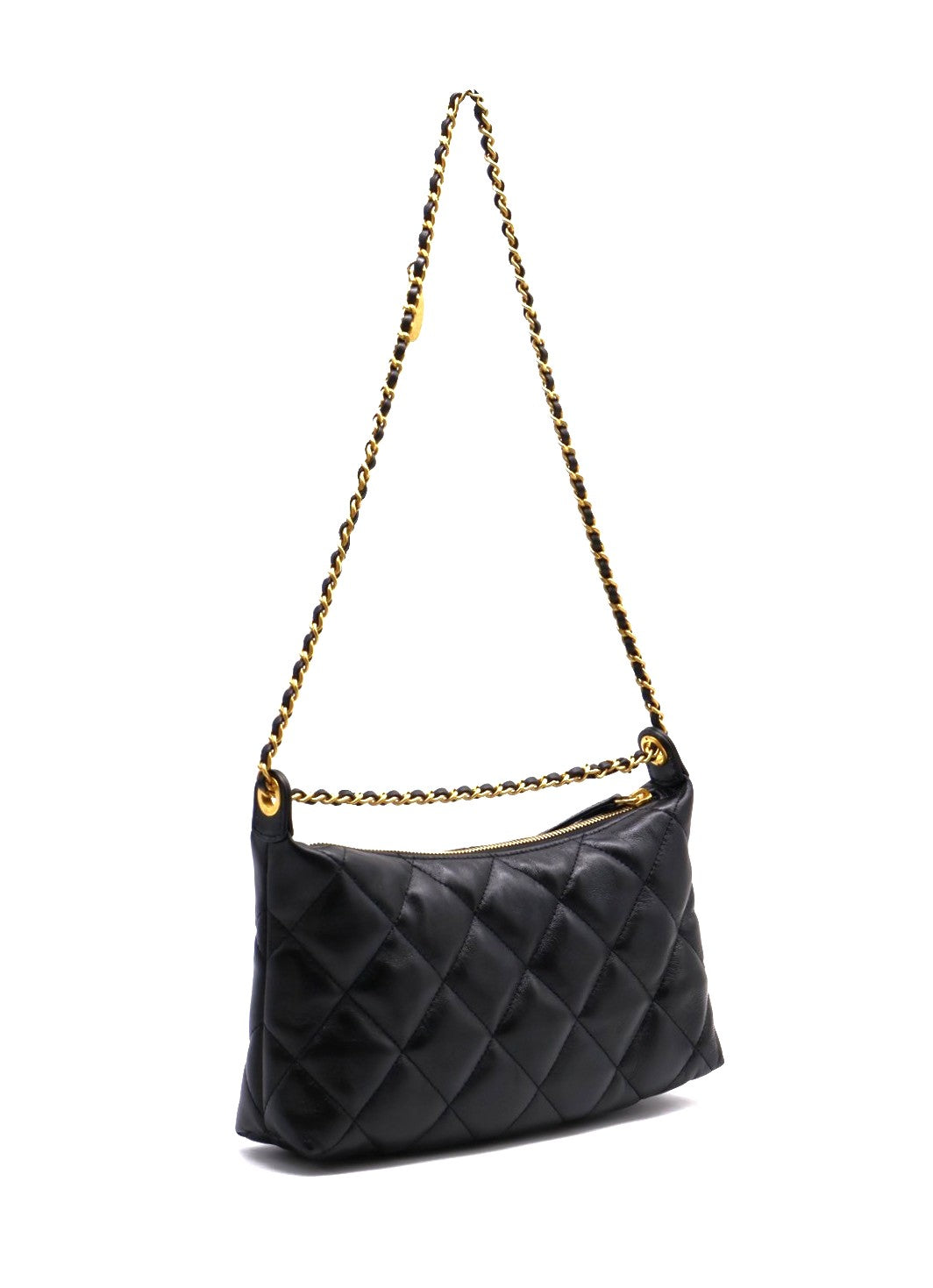 CHANEL 25S皮穿鍊單肩包 - 黑金