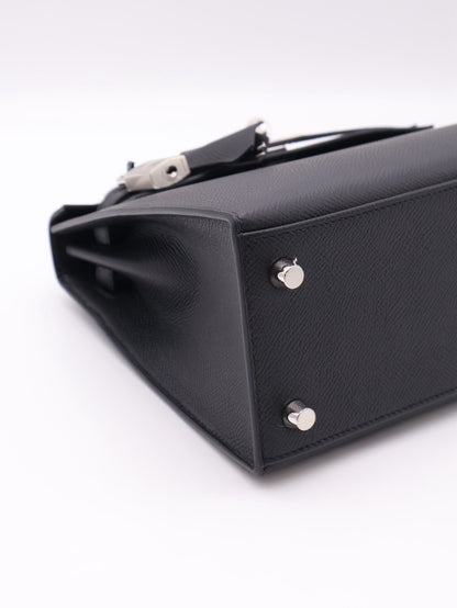 HERMES Kelly 25 - Noir 89 黑銀 G
